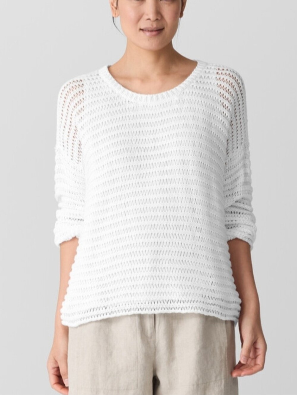 Eileen Fisher Organic Cotton Crew Neck Sweater Size XXS NWT Coastal Minimalist